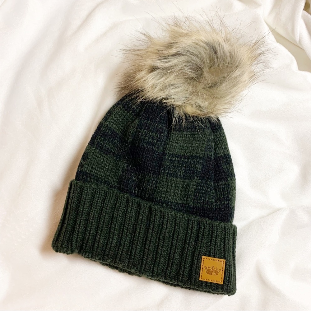 Ash & Antler "Plaid Days" Touque with Pompom Forest Green & Black Panache